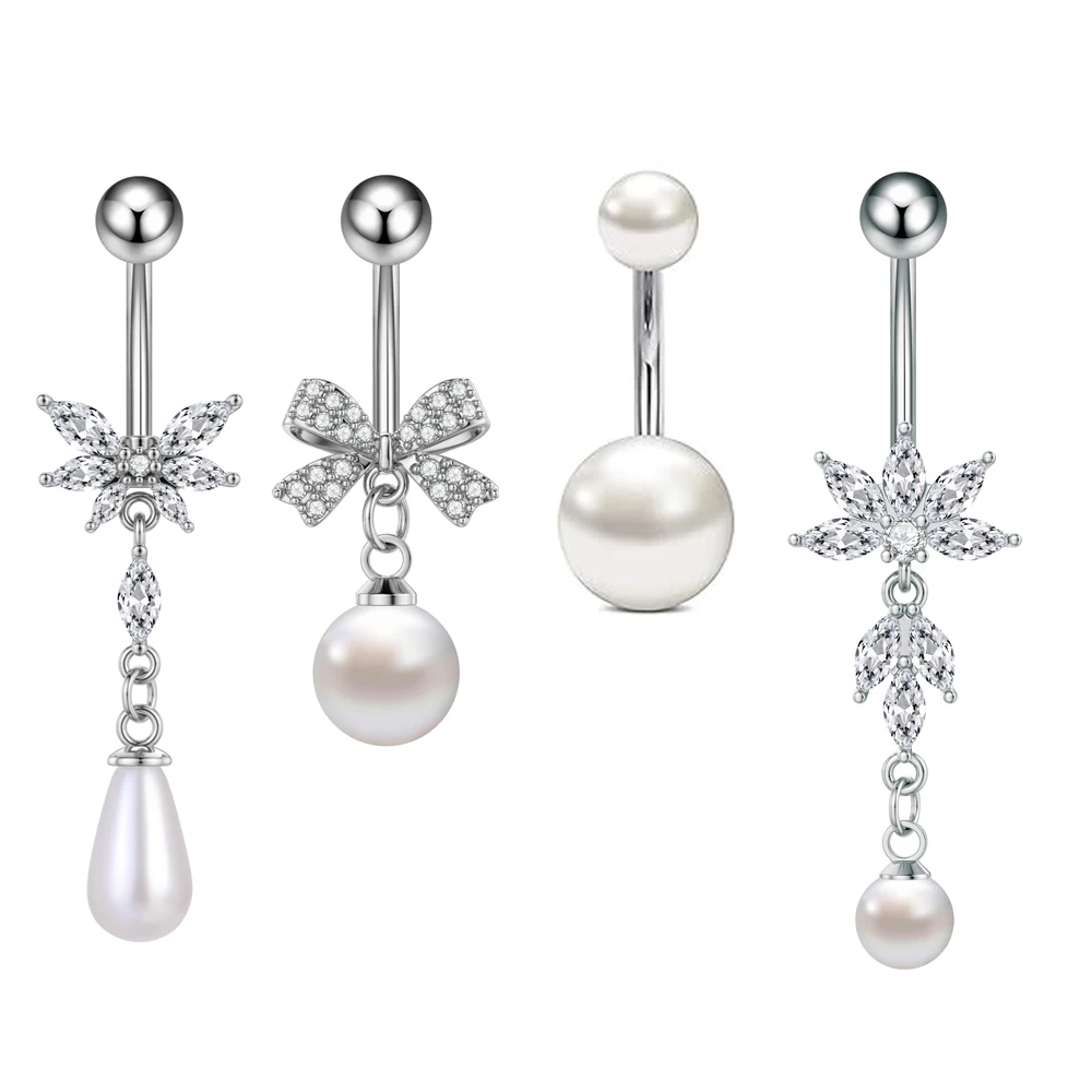 3-6 Teile/los Chirurgenstahl Kristall Bauchnabelpiercing Set 14G Schlange Perle Herz Bauchnabelpiercing Nombril Umbigo Bulk Nabelringe – Detail 3