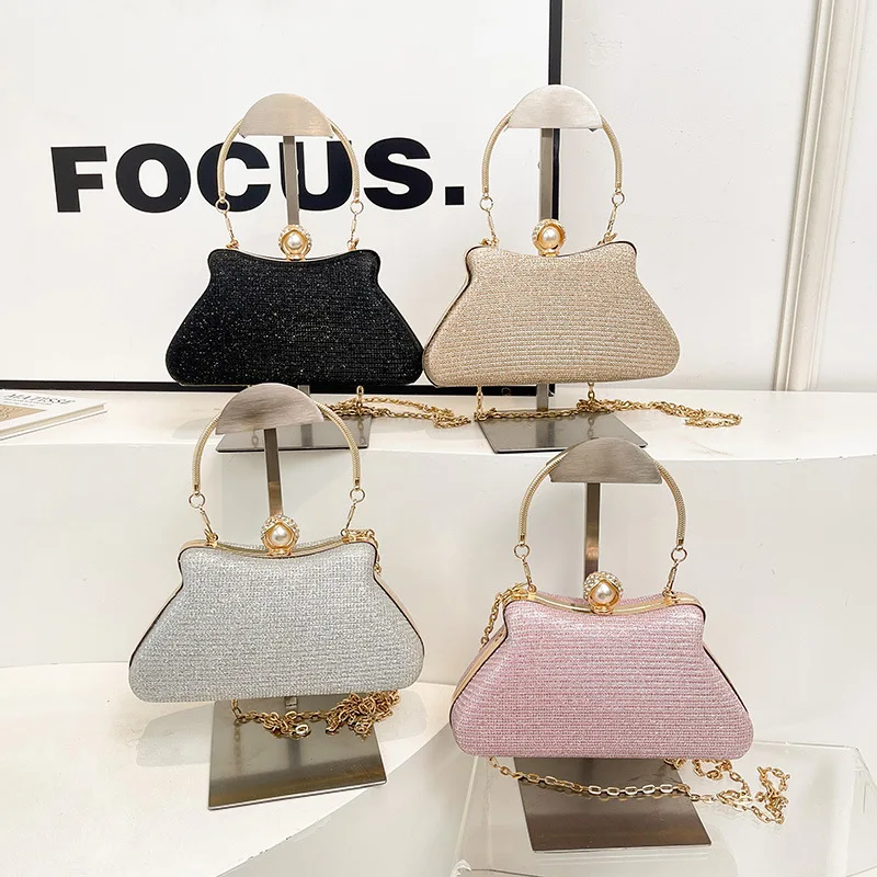 

Новый! Женская стильная вечерняя сумочка с жемчугом — модная минималистичная сумка через плечо/сумка через плечо с цепочкой