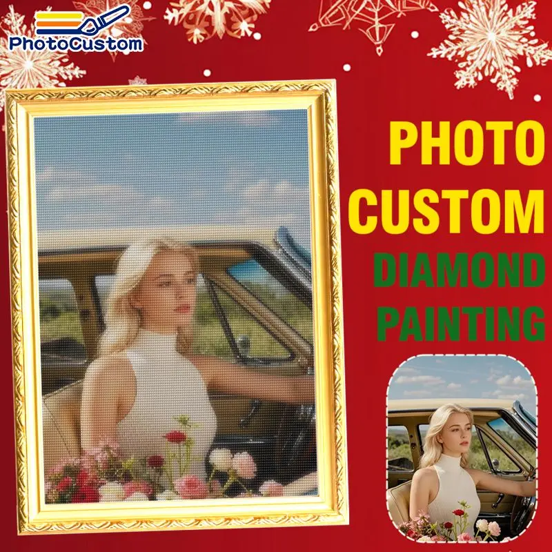 PhotoCustom Full Square/Round Custom Diamond Painting Handiwork Art 5d Diamond Art Landscape Family Photos Personalized Portrait