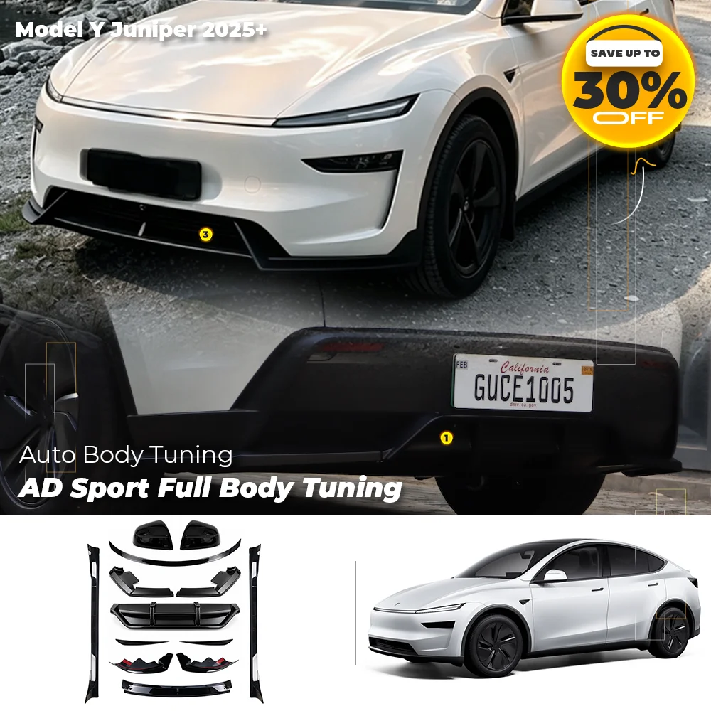 AD Full Body Kits For Tesla Model Y Juniper 2025+ Front Bumper Lip Rear Diffuser Tailgate Spoiler ABS Black Auto Body Kits
