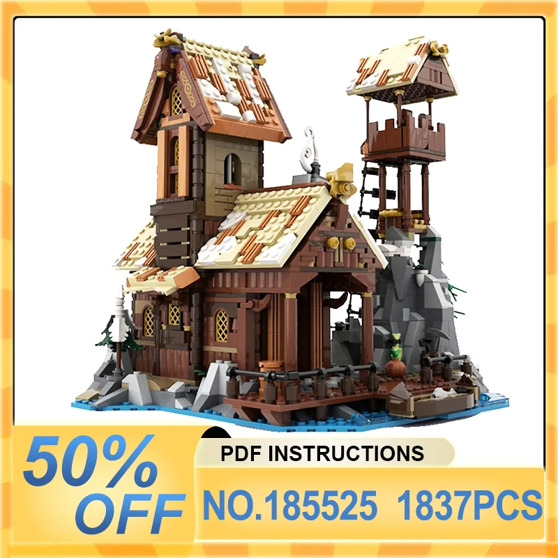 185525 MOC Modular Medieval Street View Port House Retro Building Blocks Bricks Assembly Puzzle Children Toys Boy Christmas Gift