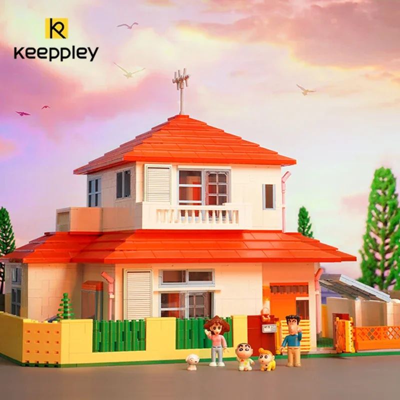 Keeppley Crayon Shin-chan Building Block Nohara Shinnosuke's House Highly Difficult Large Model Kawaii Figure Birthday Gift