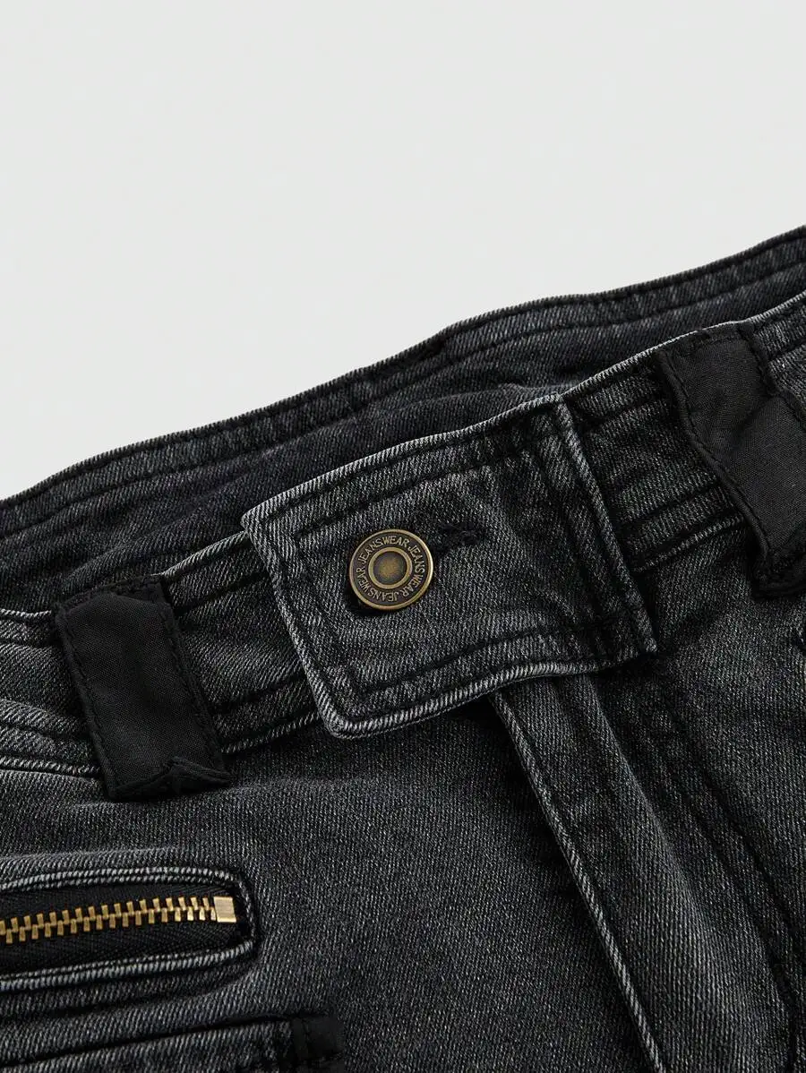

Grunge Punk Y2K Patchwork Low Waist Denim Shorts Casual Style