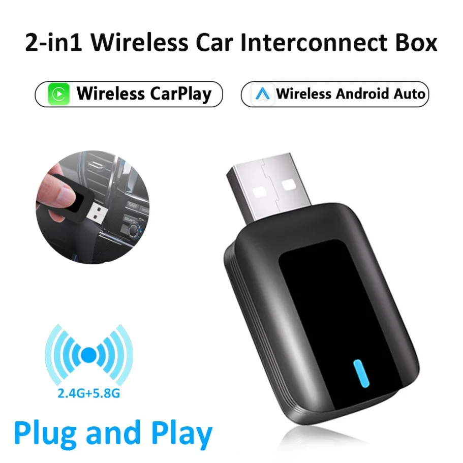 

Автомобиль 2 в 1 для Android Auto к USB Car Play Беспроводные интеллектуальные системы CarPlay Проводной к беспроводному CarPlay и Android Auto AI Box