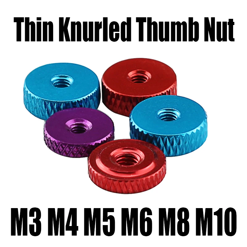

2PCS Thin Knurled Thumb Nut M3 M4 M5 M6 M8 M10 Aluminium Small Step Hand Tighten Nut Hand Grip Knobs Nut For DIY/Aircraft Model
