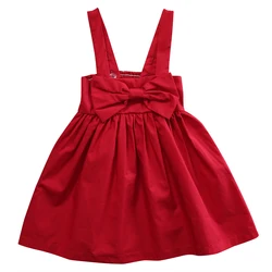 Infant Baby Girl Dress Red Bowknot Sleeveless Summer Clothes Princess Birthday Party Dress Toddler Clothing Outfits