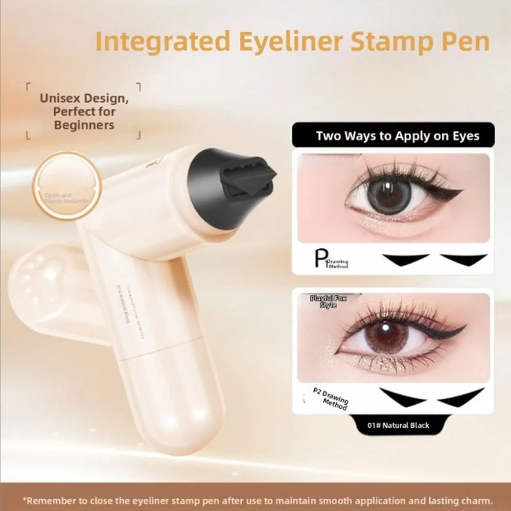 New Waterproof Eyeliner Stamp Quick Dry Black Color Eye Liner Stamp Portable Rotatable Eyeliner Stamp Pen