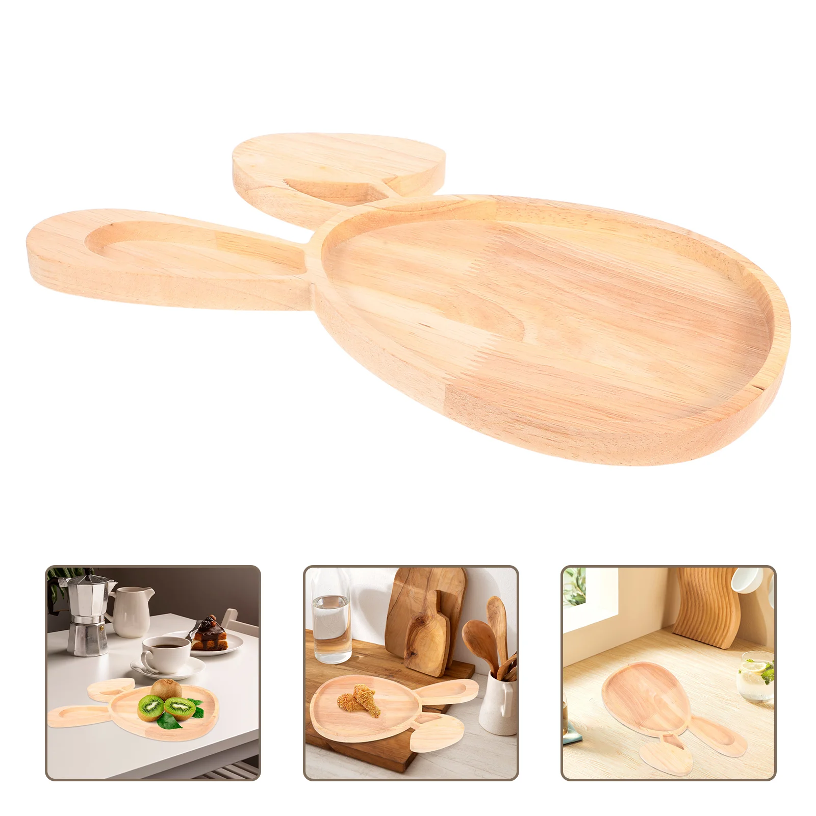 Rabbit Serving Tray Wooden Bread Display Plate Kids Desktop Decorative Food Delicate