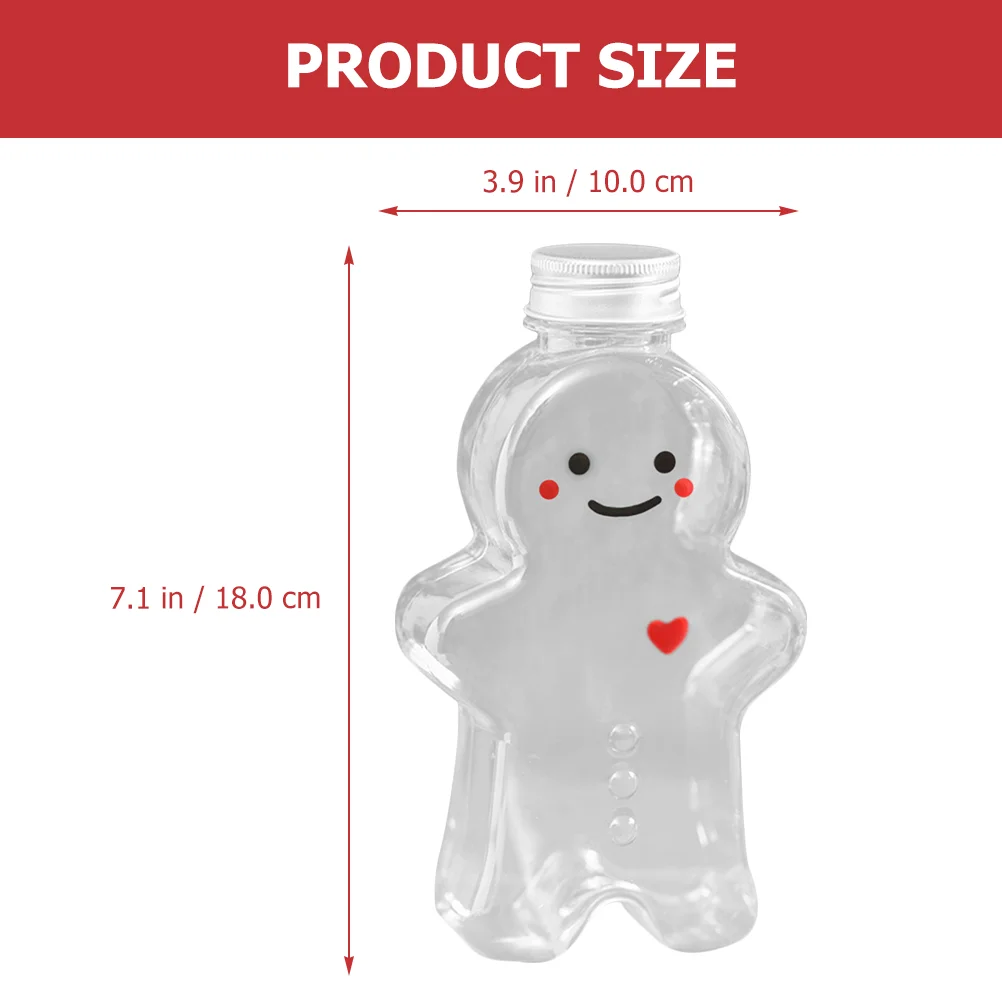 3 Pcs Juice with Caps Gingerbread Man Mini Christmas Drink The Pet Containers for Drinks Child