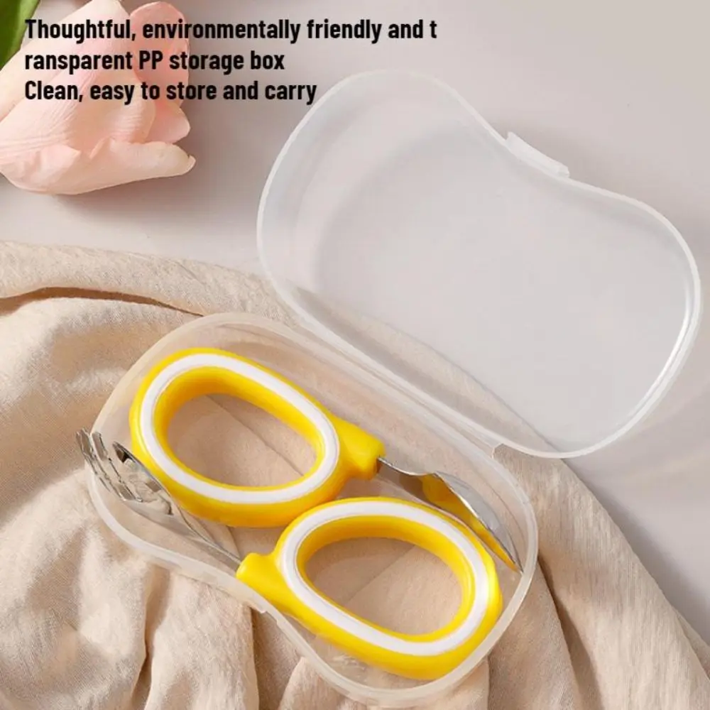 316L Stainless Steel Spoon Fork Set Easy Grip Smooth Polished Training Spoon Set with Storage Case Ring Handle Design