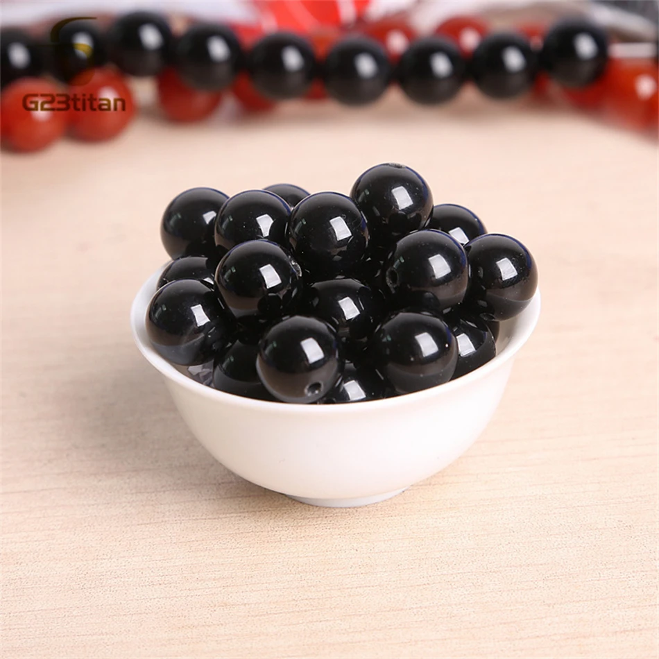 Black Agate Stone Stud Earrings for Women Mens Medical G23 Titanium Piercing Jewelry Simple Round Onyx Ball Ear Lobe Accessories