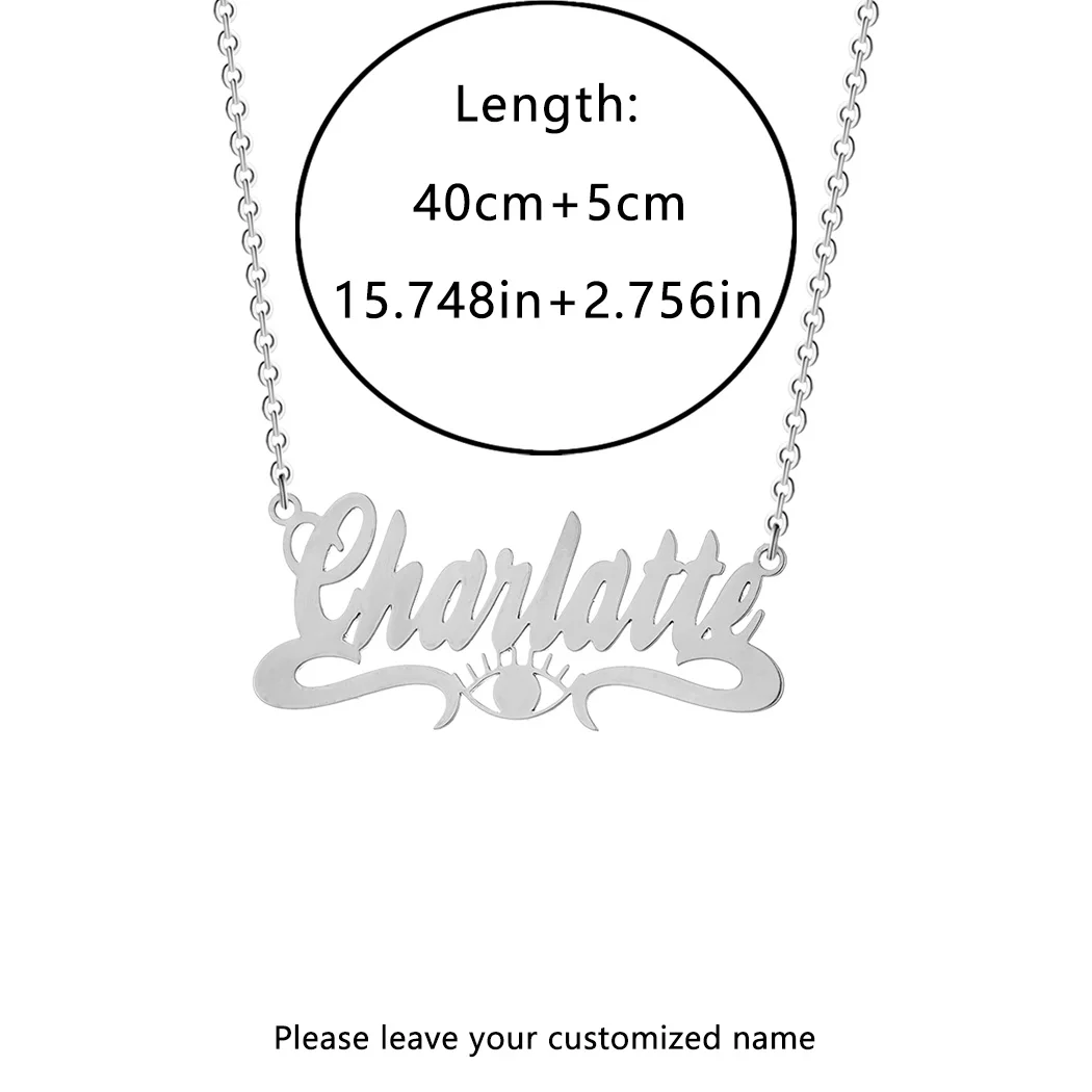 QIMING-Collier pendentif personnalisé avec le nom des mauvais yeux pour femme, bijoux en acier inoxydable, plaque signalétique, tour de cou de la présidence, cadeau