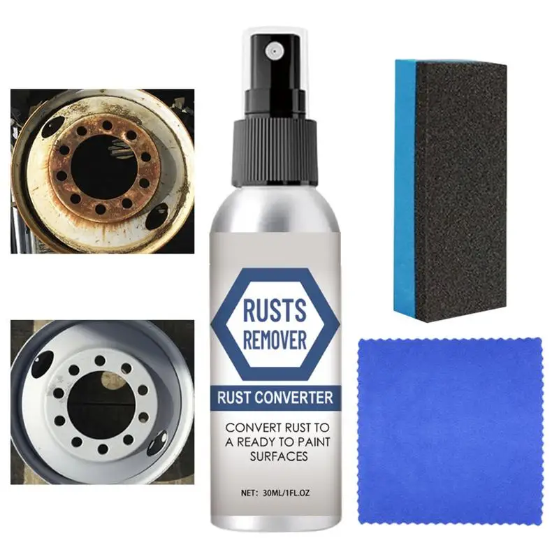 

Car Rust Removal Spray 30ml Vehicle Restoration Agent With Sponge And Towel Rust Cleaner For Car Wheel Rims Cleaner Spray