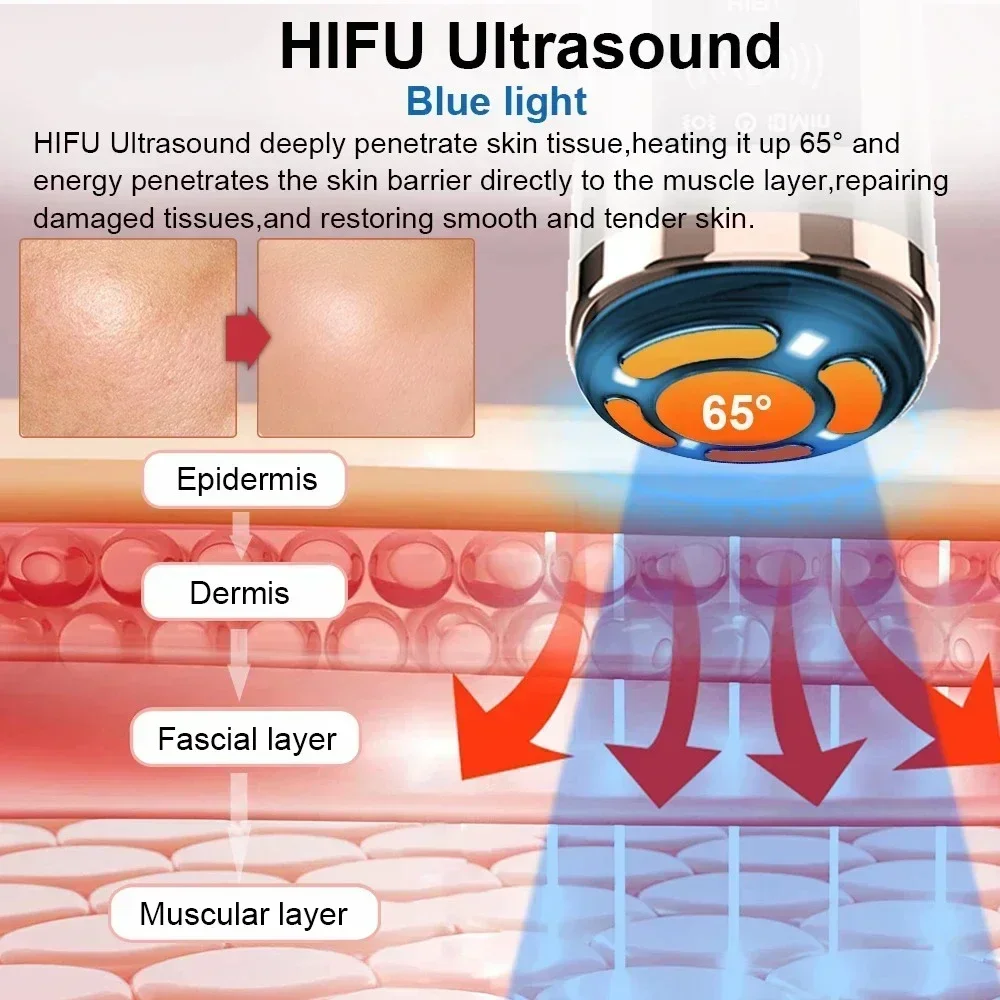 Hifu-Appareil de massage facial à micro-courant EMS, lifting du visage, raffermissement de la peau, anti-déformable