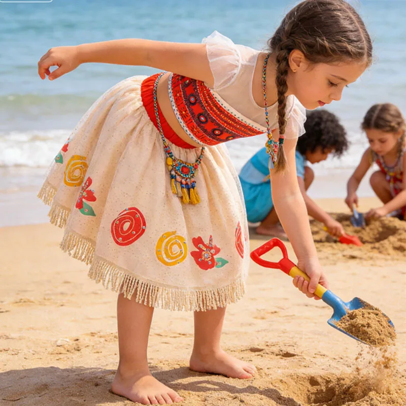 2026 Summer Princess Moana Dress For Girls Ocean Adventure Costumes Holiday Causal Outfit Carnival Cosplay Dresses Birthday Gift