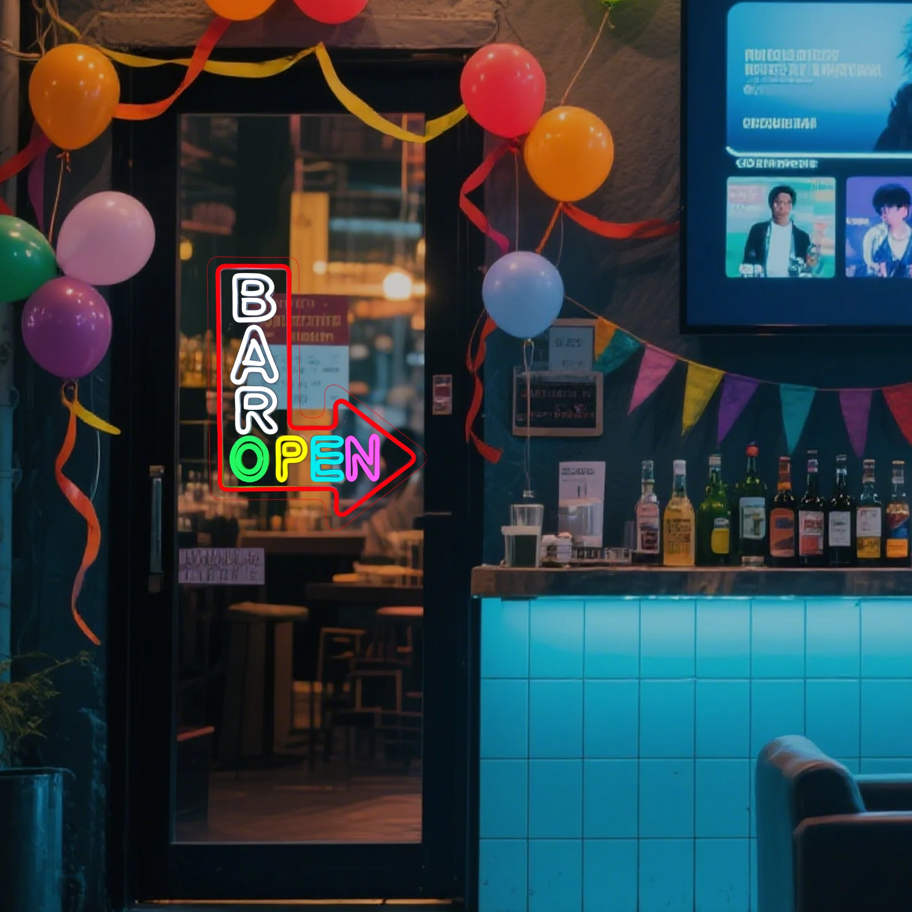 Bar Open Arrow Neon Sign Mix Color Led Neon Light Wall Hanging Decor for Shop Bar Cafe Party Bookstore Supermarket GYM view 6