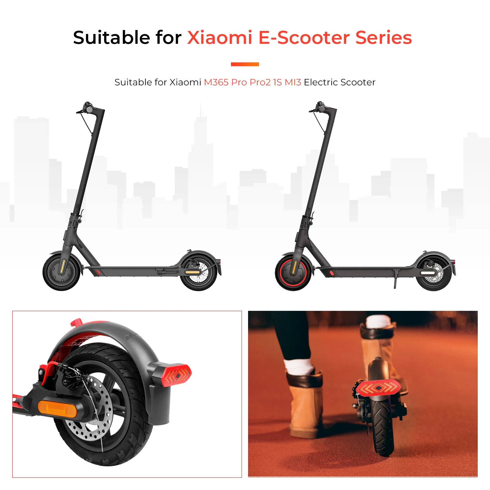 Ulip Rear Fender With Turn Signal Light For Xiaomi M365 Pro Pro2 1S MI3 Scooter Aluminium Rear Mudguard Tire Splash Fender Guard