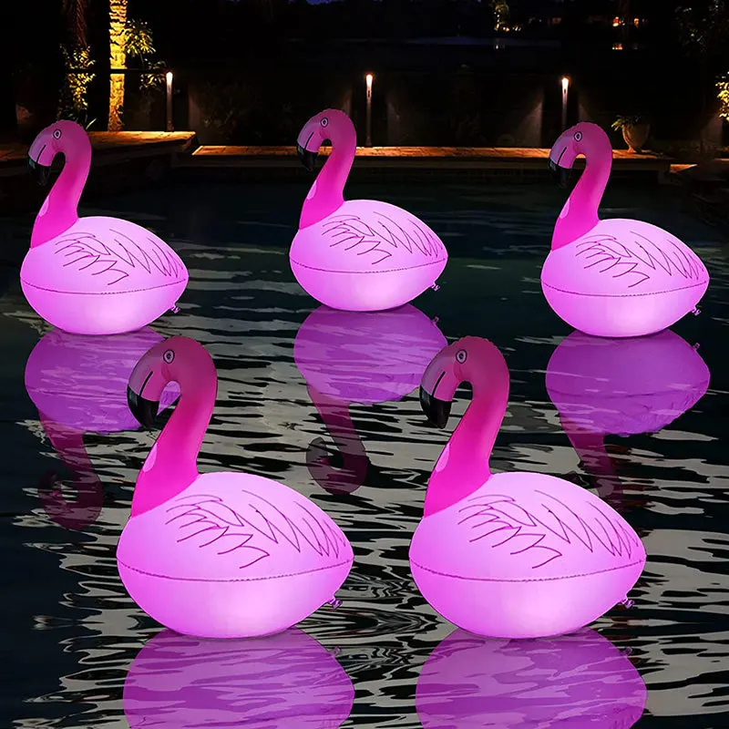 Solar Rechargeable Luminous Ball Light LED Flamingo Light Waterproof Colorful Pool Floating Light Lawn Landscape Light