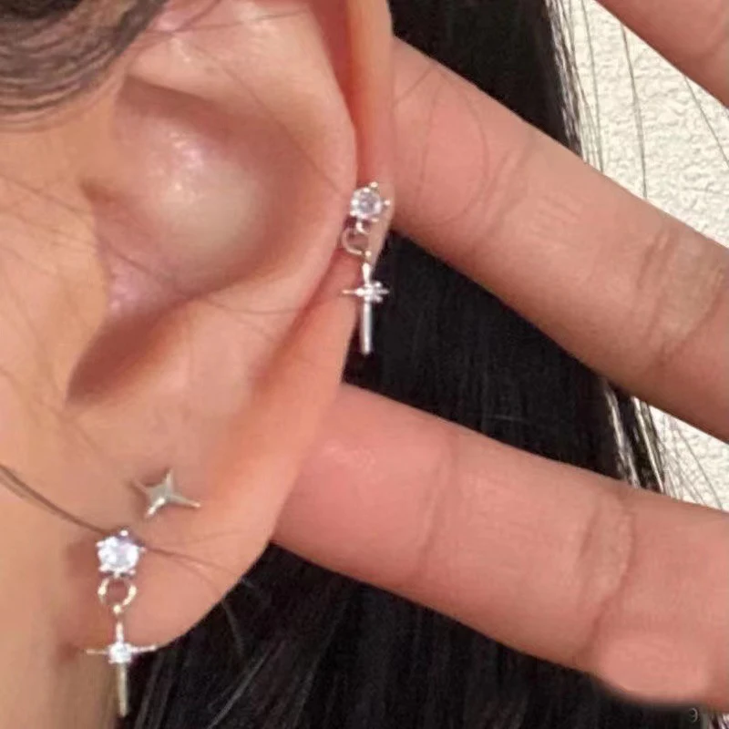 Unisex Mini Crystal Zircon Stud Earrings, Cute Punk Gift