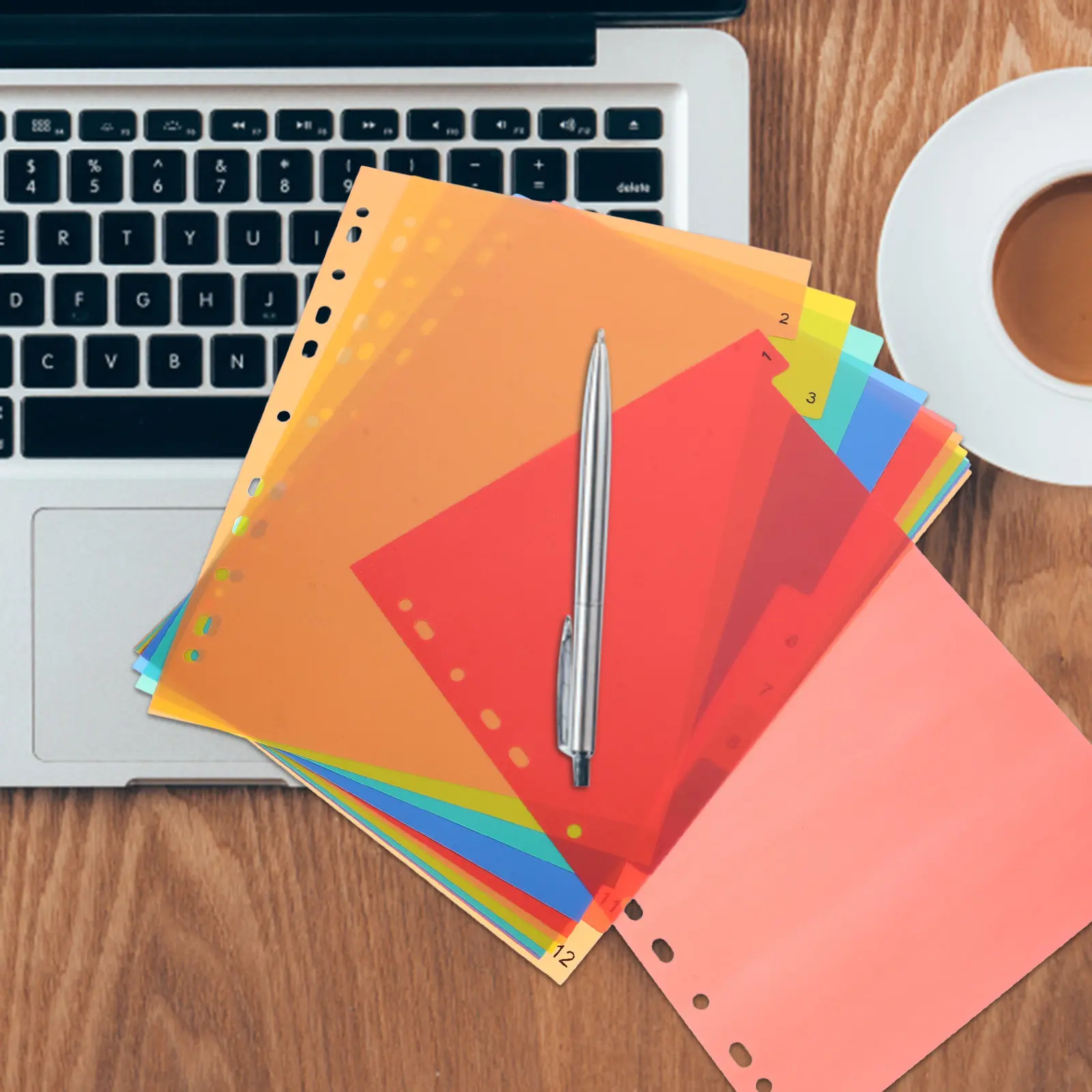 

12 Pieces A4 Index Page Dividers 11 Holes Plastic Pp Notebook Classification Tabs Colored Page Markers Office Supplies