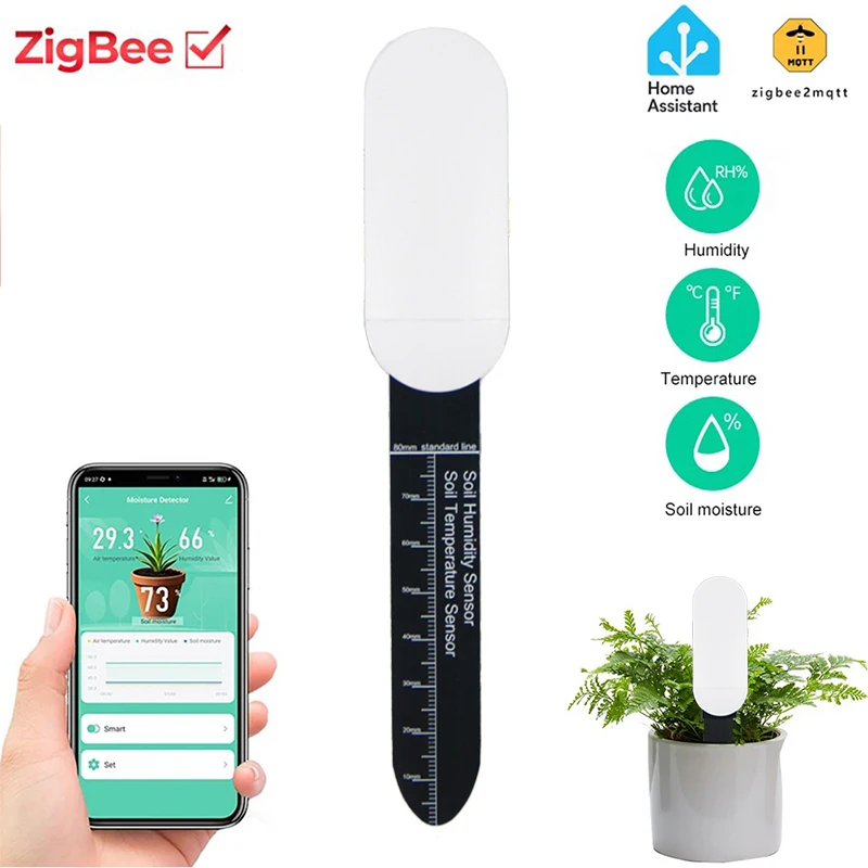 

Тестер почвенной воды Tuya, детектор влажности почвы для домашнего помощника, детектор температуры и влажности почвы, монитор