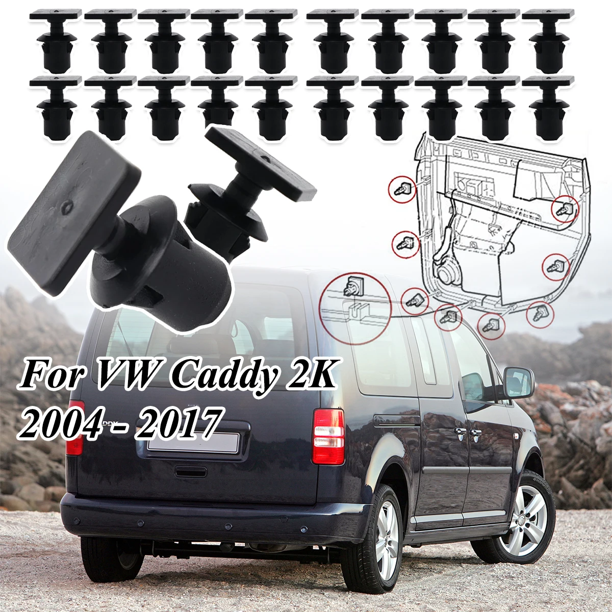 

Car Door Panel Card Clip Roof Repair Headliner Fixing Retainer Lining Rivet For VW Caddy 2K 2004 2005 2006 - 2017 Touareg 7P 7L