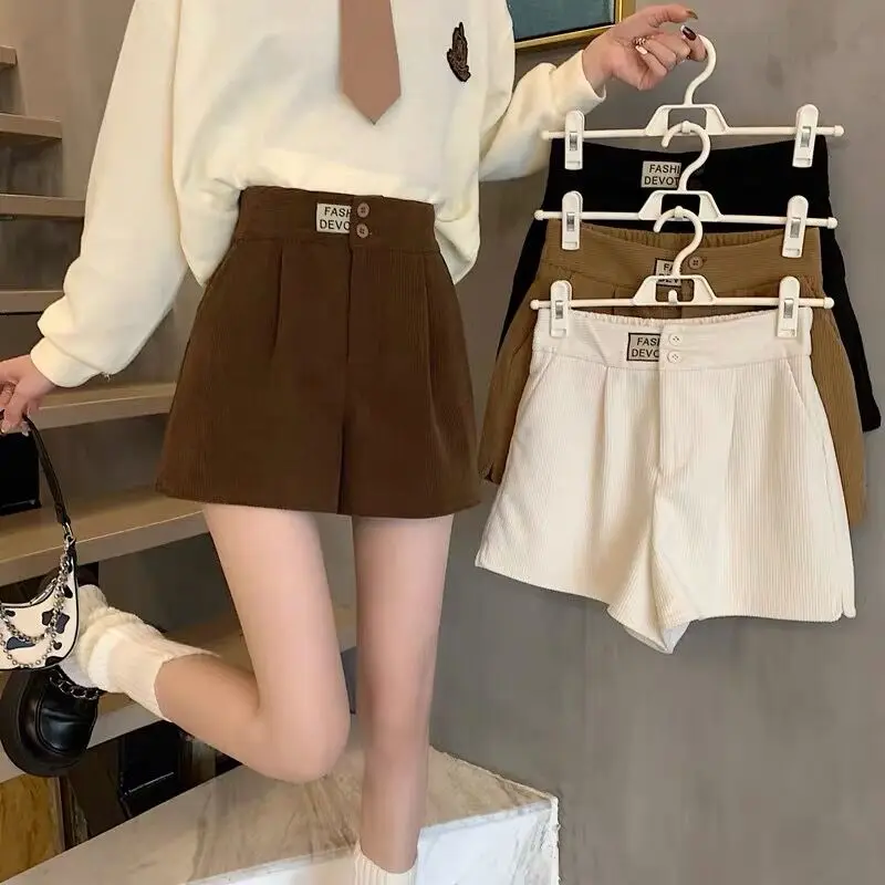

High Waist Casual Woolen Trousers for plus Size Women Stylish Short Wide Leg Pants Autumn Fashion Korean Style Online Exclusive