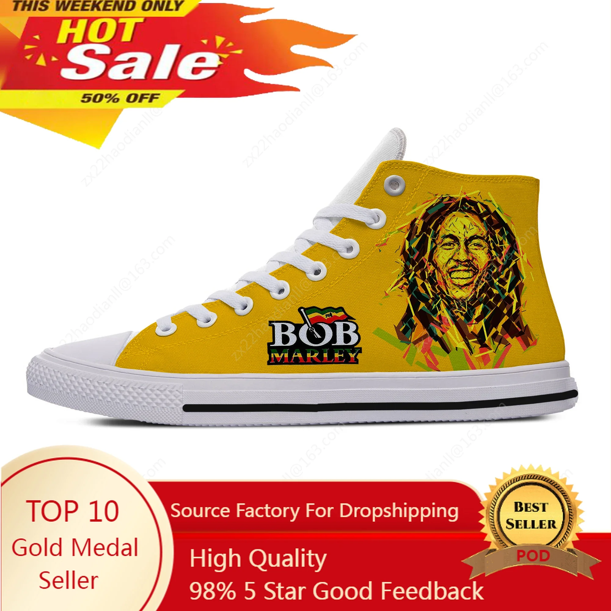 

Legend Bob Marley Reggae music Novelty Design Lightweight High Top Cloth Shoes Men Women Casual Breathable Sneakers