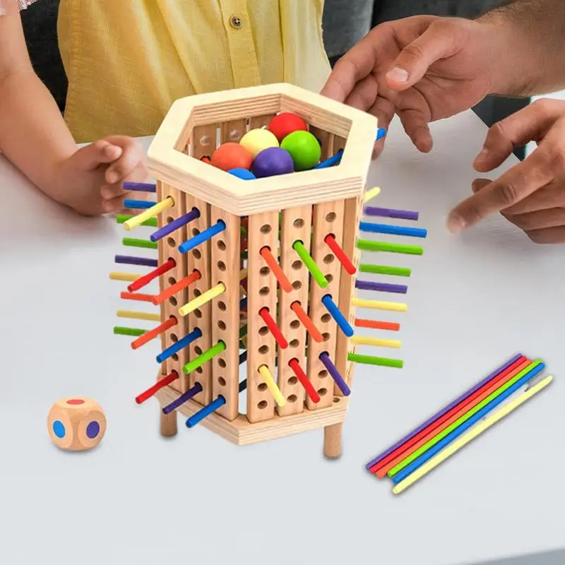 Juego de torre de palos, torre de equilibrio de madera, juego de recogida, palos de madera coloridos, palos de madera, juego de apilamiento, juguetes educativos