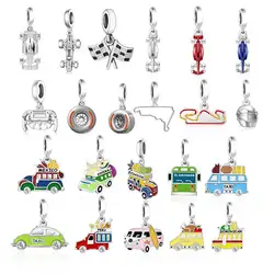 Fit Original Pan Charms Bracelet 925 Sterling Silver F1 Race Car Steering wheel Bead For Making Racing Enthusiast Berloqe