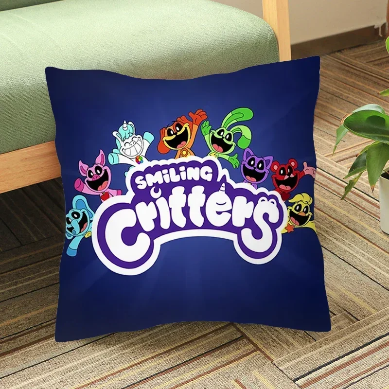 Smiling Critters Square Pillow Case Anime Cartoon Car Throw Cushion Cover Pillowcase 45x45cm ForLiving Room Sofa Home Decor Gift