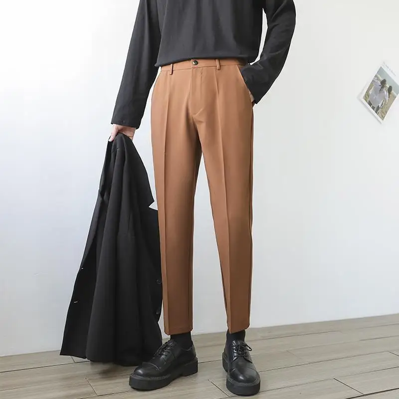 

Summer New Men's Trousers Thin and Breathable Korean Version of Slim Nine-point Pants Drape Casual Classic Men's Brand H213