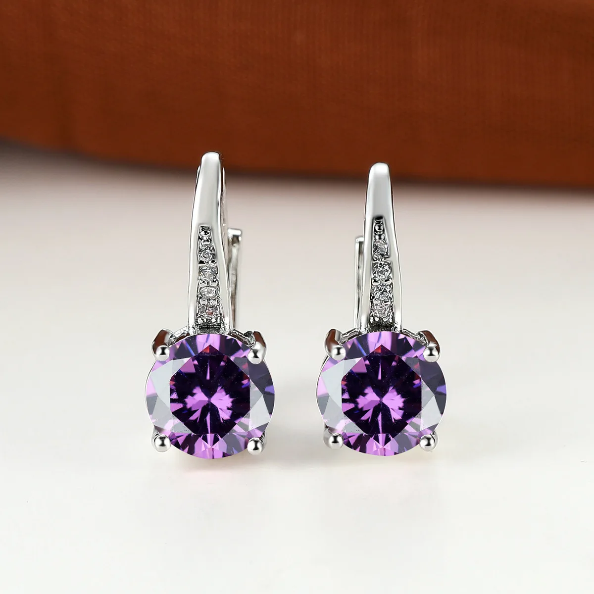Fashion Geometric Copper Green Zirconia Earrings For Women Girls Multicolour Metal Earring INS Style Party Birthday Jewelry
