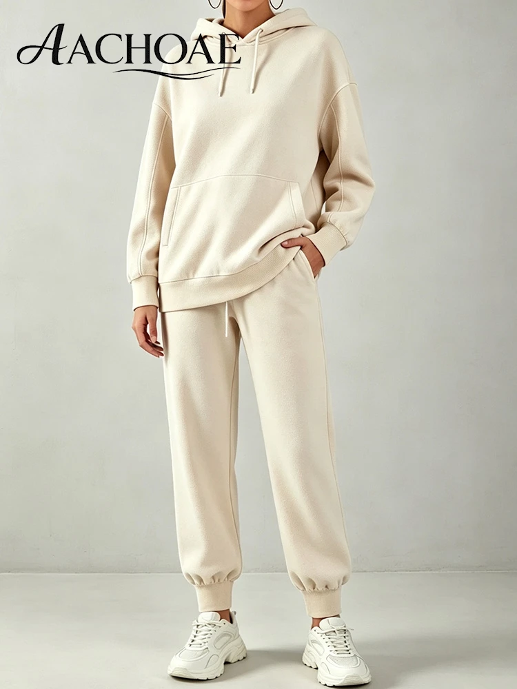 AACHOAE Women's Tracksuit Hooded Sweatshirt and Jogger Pants Set Casual Fleece Two Piece Set Hoodie Matching Set Co Ord Set view 4