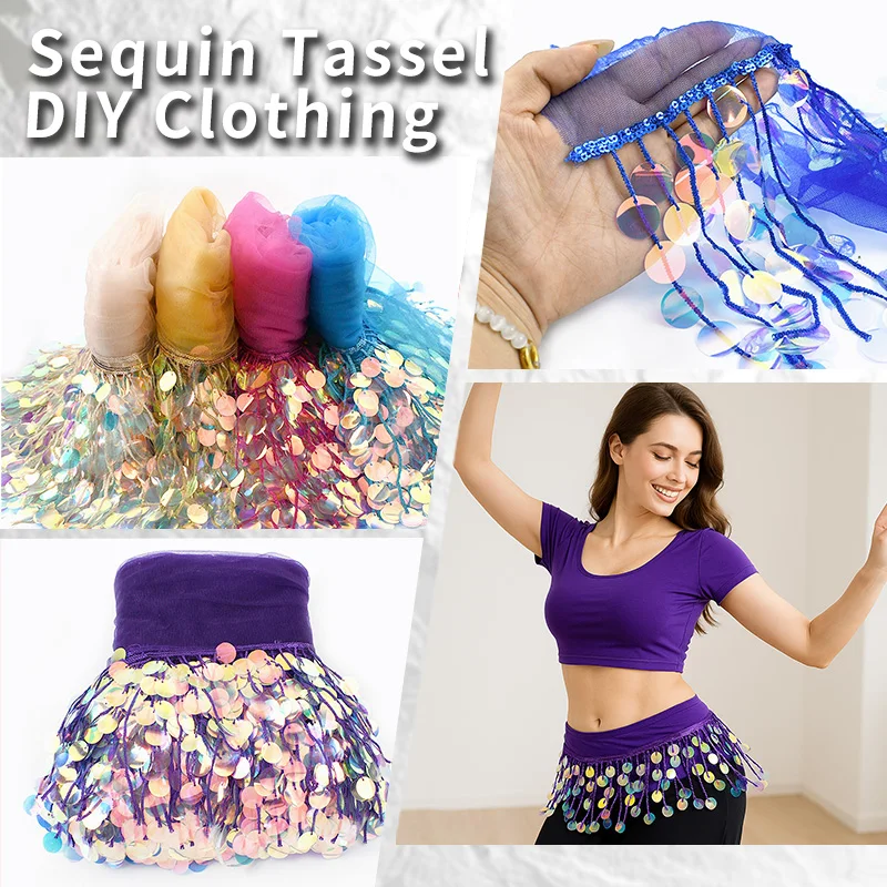 Garniture en dentelle à paillettes, 3/9Yards, 17cm, franges perlées, vêtements, robes, garnitures décoratives, frange, accessoires de couture, bricolage