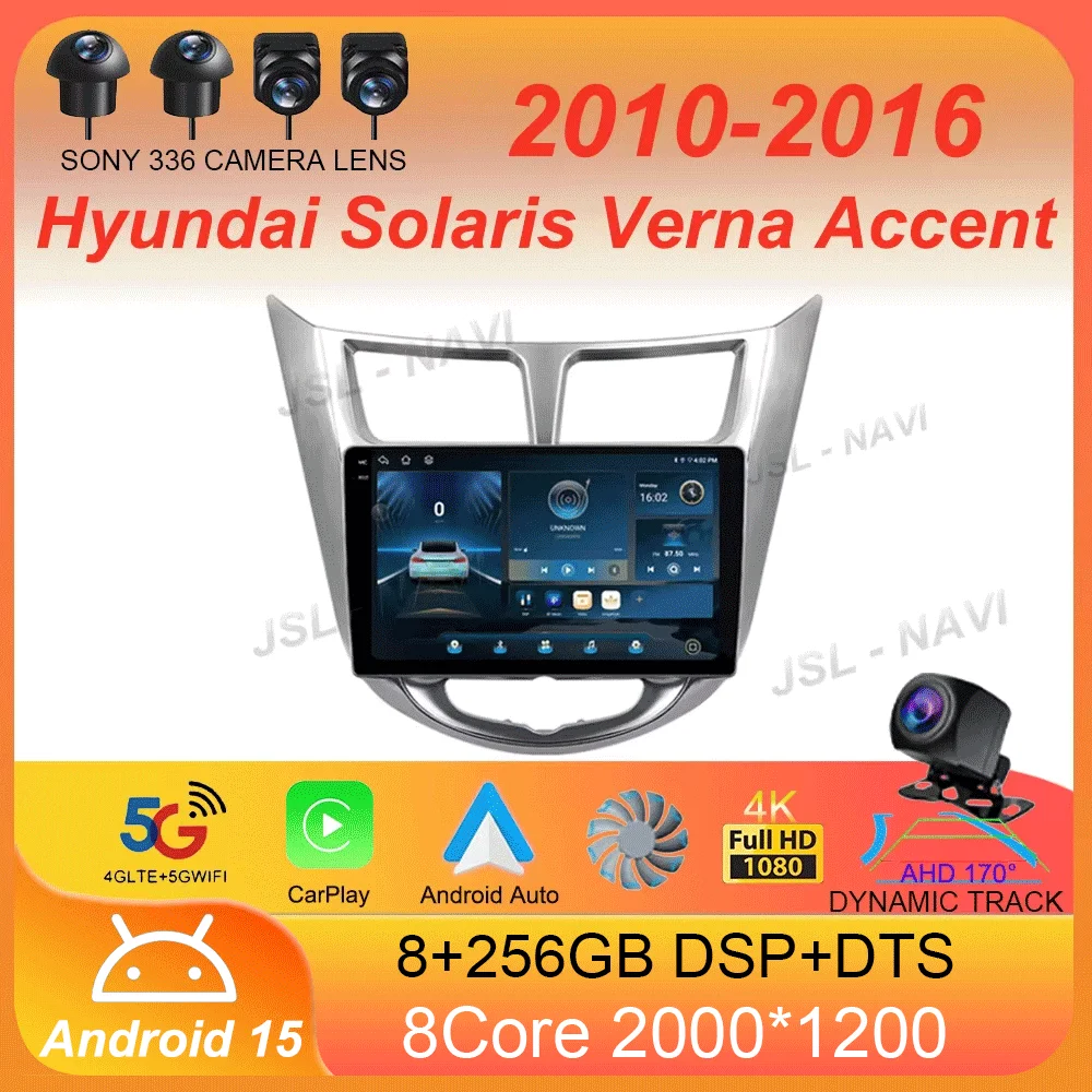 

For Hyundai Solaris Accent i25 2010 - 2016 Car Radio Android 15 Carplay Multimedia Player Auto Autoradio Stereo 2din Head Unit
