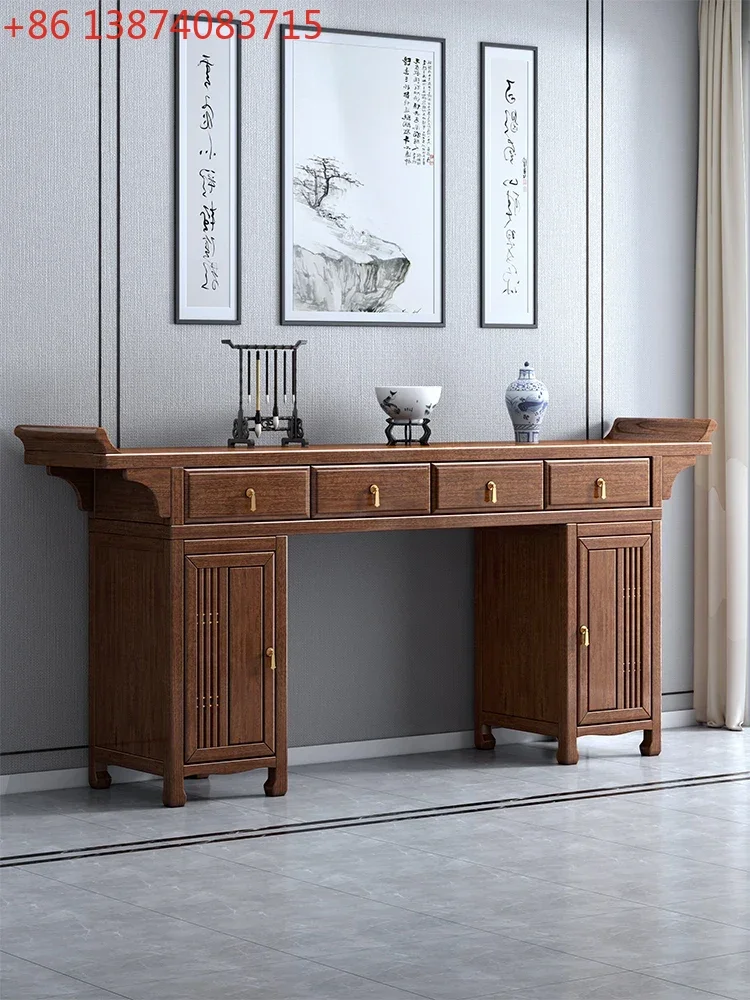 Old-Fashioned Square Table for Eight People Middle Hall Six-Piece Set a Long Narrow Table Tables Walnut Altar Tribute Tables