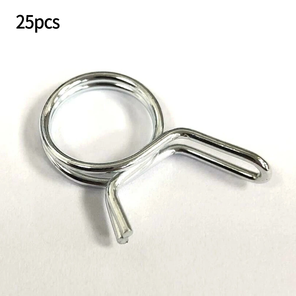 Hose Clip Fuel Clip 25PCS Accessories Air Dual Line Replace Silicone Hose Silver Spring Fuel Clip With Vacuum Hose