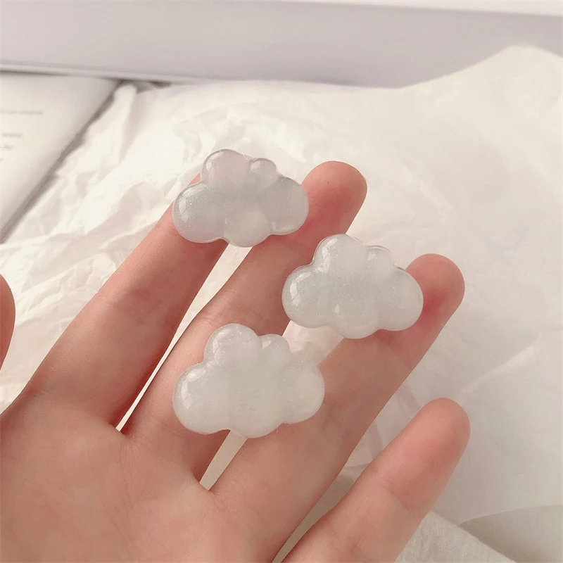 2Pcs/Bag Simple Pearlescent Transparent Cloud Hairpin Fashion Duckbill Clips Resin Girly Heart Bangs Side Clips Hair Accessories