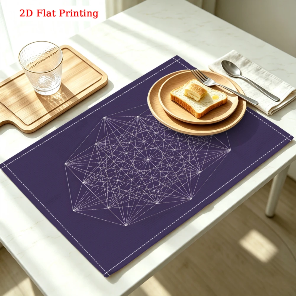 2Pcs Modern Geometric Placemat Purple Sacred Geometry Print Table Mat For Dining Kitchen Home Decor Food Protection 30X40Cm