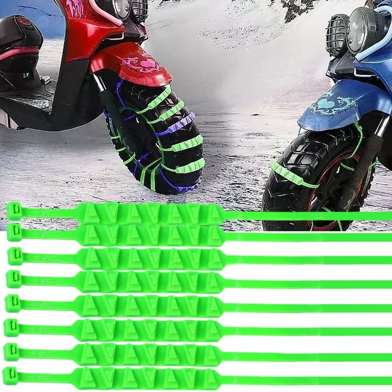 

10Pcs Motorcycle Snow Chains Reusable Motorbike Tire Anti Slip/Skid Tie Winter Emergency Safety Belt Tyre Chain Moto Accessories