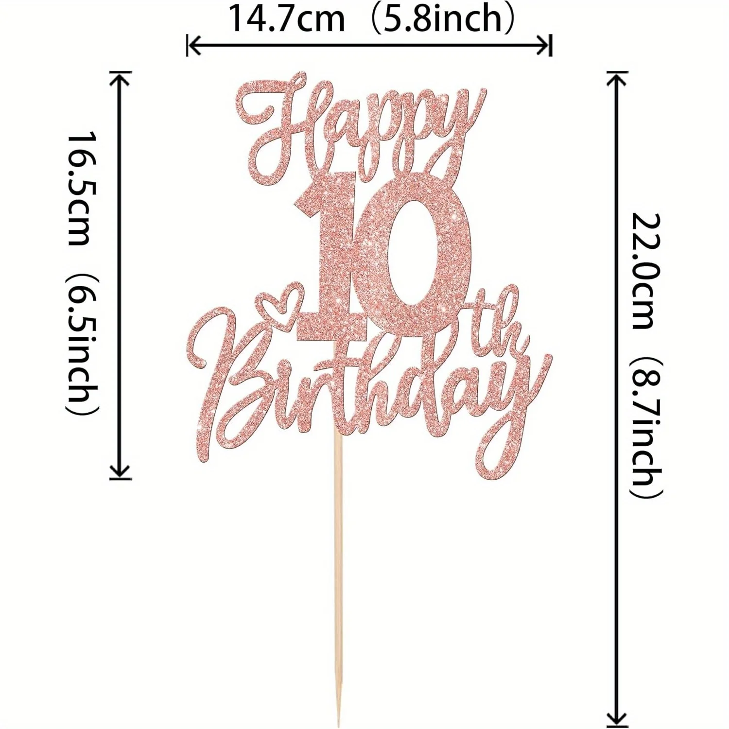 قطعة واحدة من كعكة عيد الميلاد السعيدة الذهبية الوردية المتألقة - يهتف إلى 10 سنوات عشرة مرحبا 10 كعكة الديكور - حفلة عيد ميلاد للأطفال #2