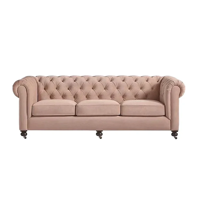 

American living room fabric buckle soft bag three-person sofa furniture removable and washable hotel lobby studio sofa