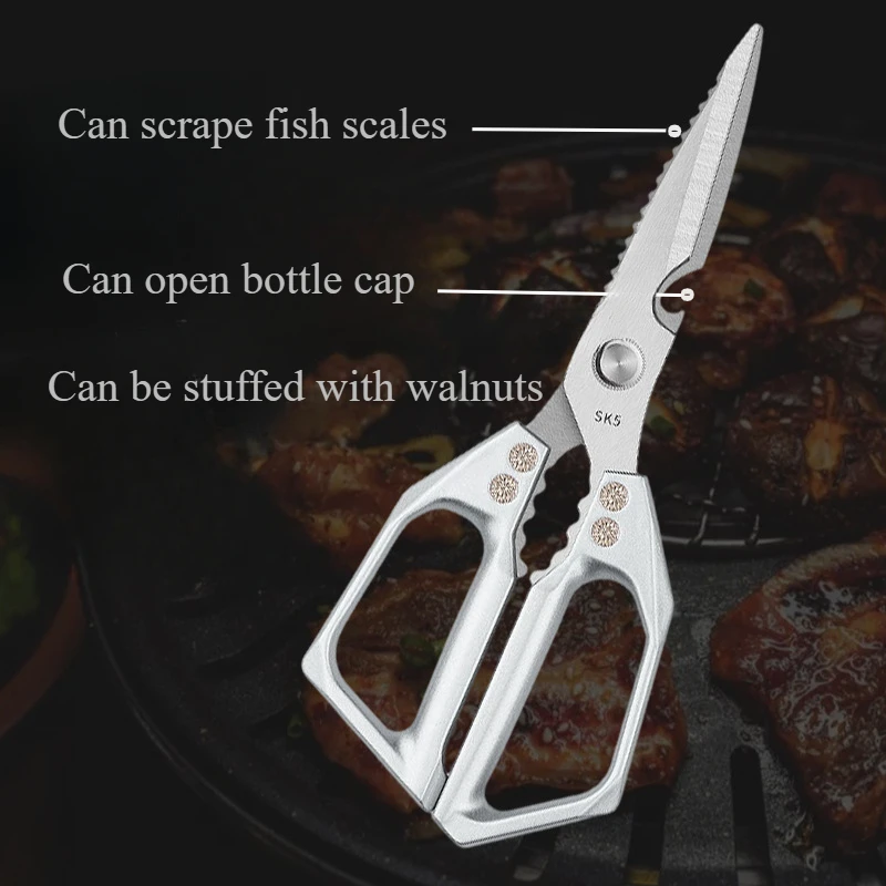 

Kitchen Scissors,Multi-functional,Kitchen Gadgets Cooking Shears for Kitchen Meat Chicken Fish Poultry Herb Bread (Silver)