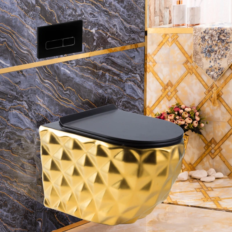 Black Gold Wall-Mounted Toilet Household Small Apartment Concealed Hanging Wall Invisible Water Tank Toilet