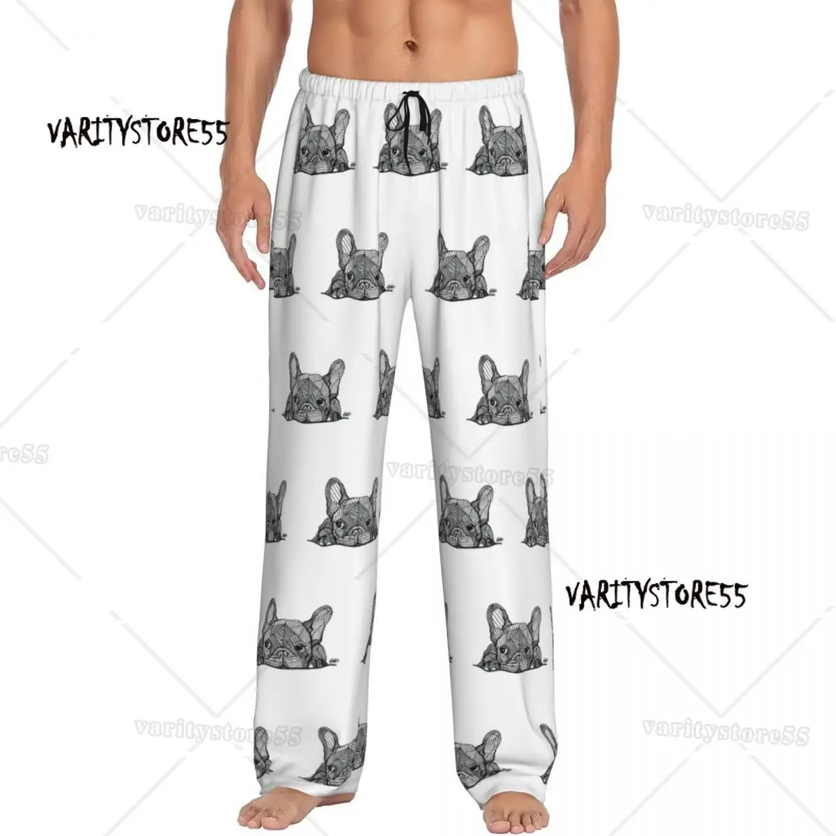 

Custom Print French Bulldog Pajama Pants for Men Frenchie Dog Lover Sleep Sleepwear Bottoms with Pockets