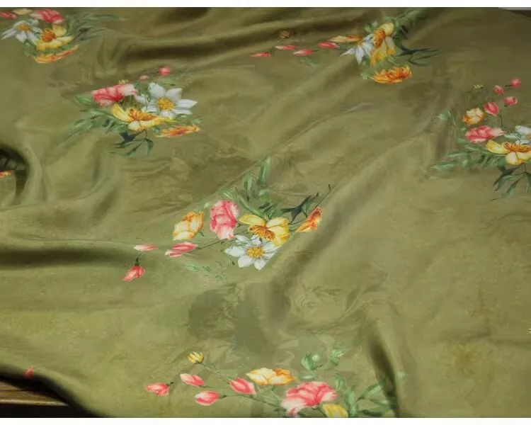 

1 ярд, юбка, классическая рубашка, сумка, ткань Cheongsam, желтая, зеленая, медная амиачная проволока, ткань с принтом для одежды