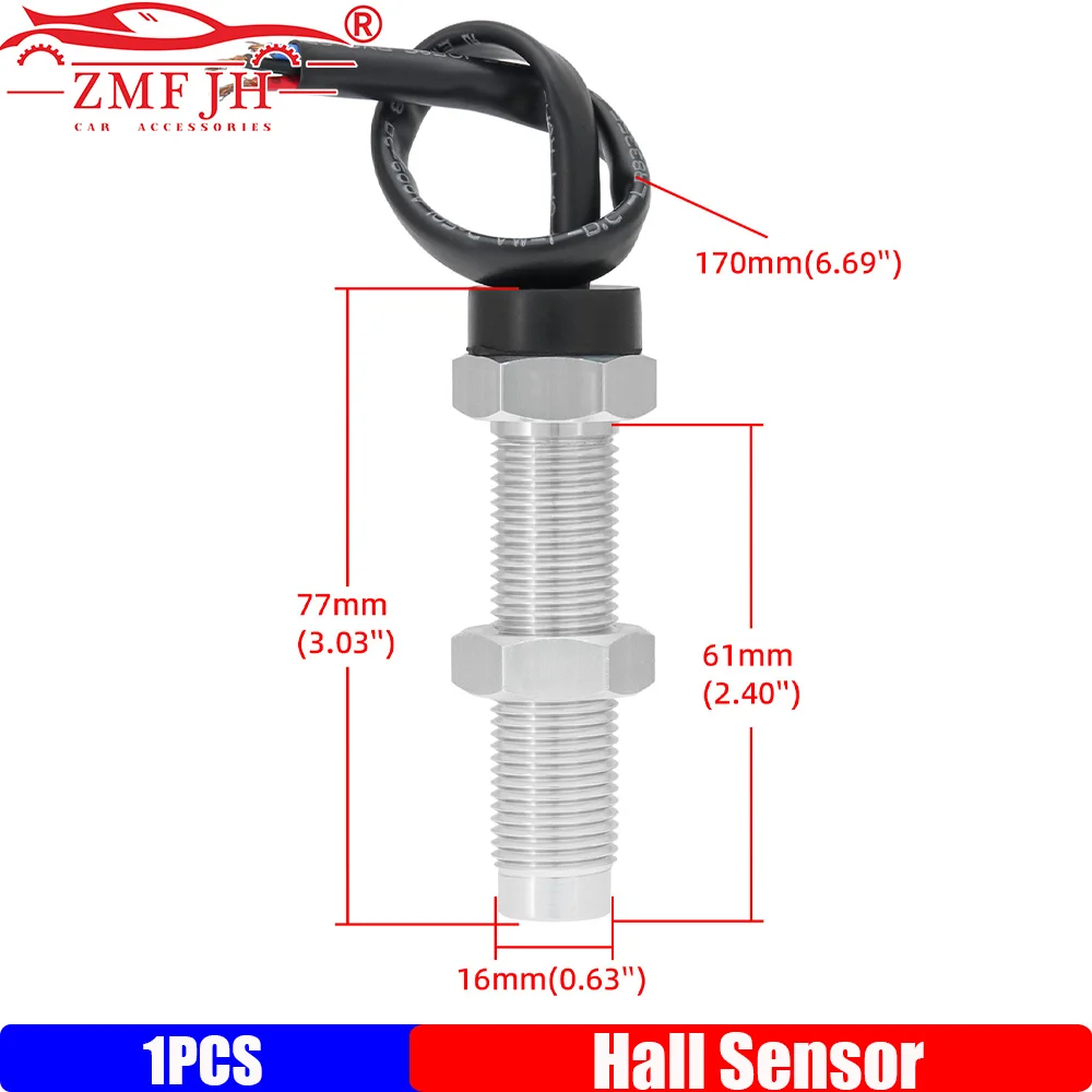 ZMFJH Analog Pulse Speedometer M16X1.5 Hall Sensor 1PCS Holzer Sensor for Tachometer Engine Rotation Speed Sensor