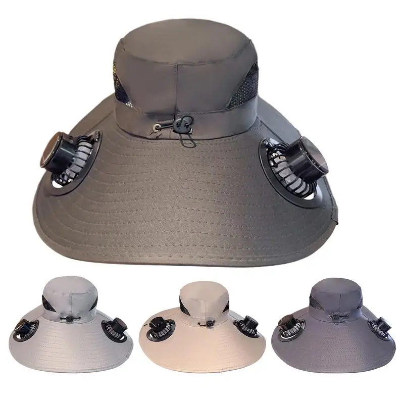 

Wide Brim Solar Double Fan Outdoor Fishing Hat Adjustable Sun Protection Lightweight Breathable Fabric for Hiking Camping Travel