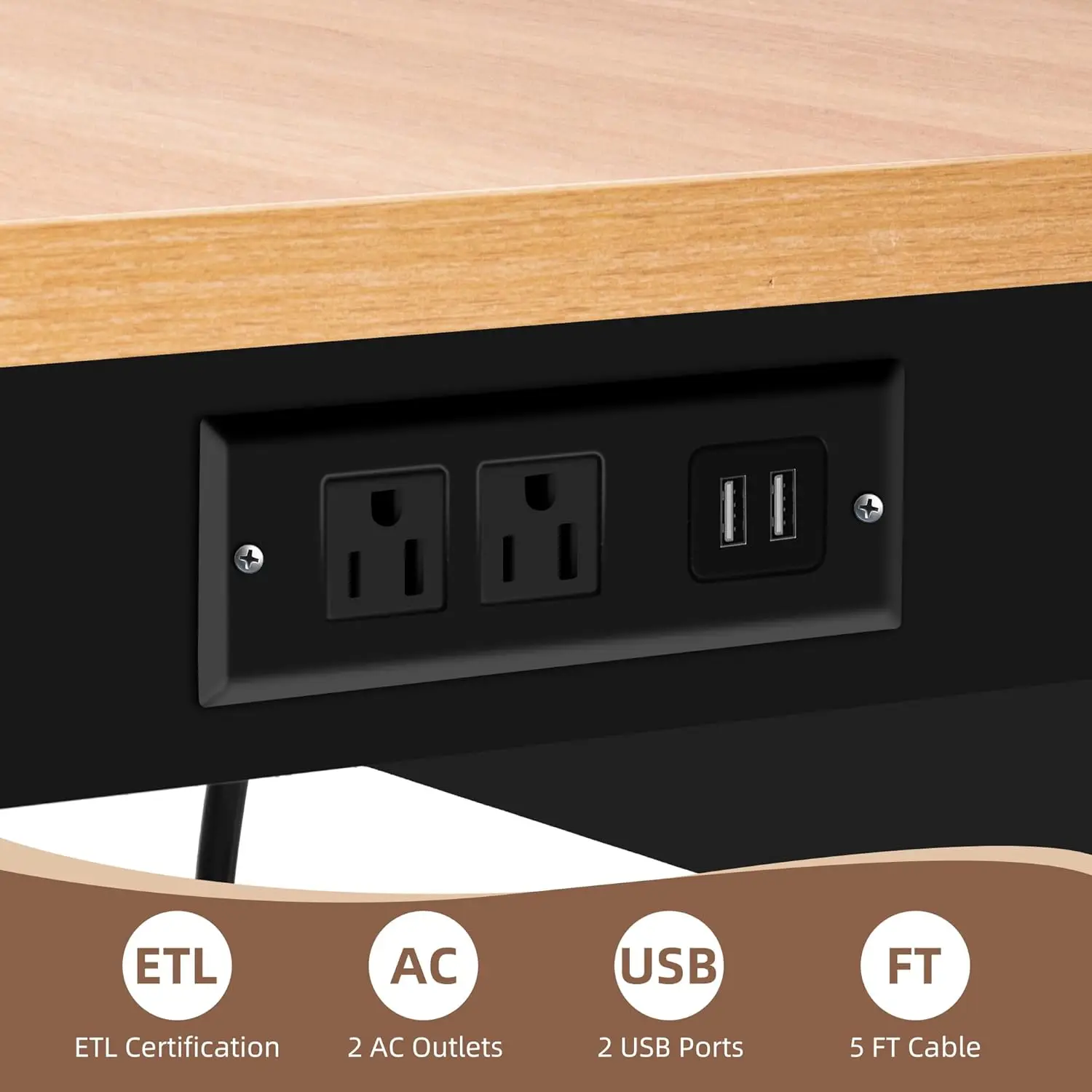 منضدة عمل من الخشب الصلب 48 شديدة التحمل مع منافذ طاقة، طاولة عمل جراج قابلة للتعديل، سعة 2000 رطل، مثالية لورش العمل